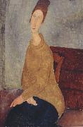 Jeanne Hebuterne with Yellow Sweater (mk39) Amedeo Modigliani